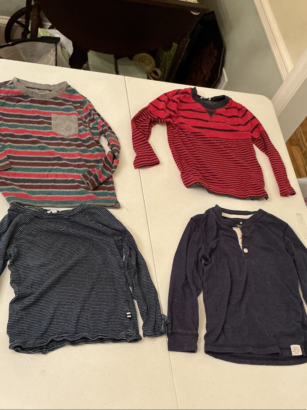 Kids Long-Sleeve Striped Shirt -all 4 set
